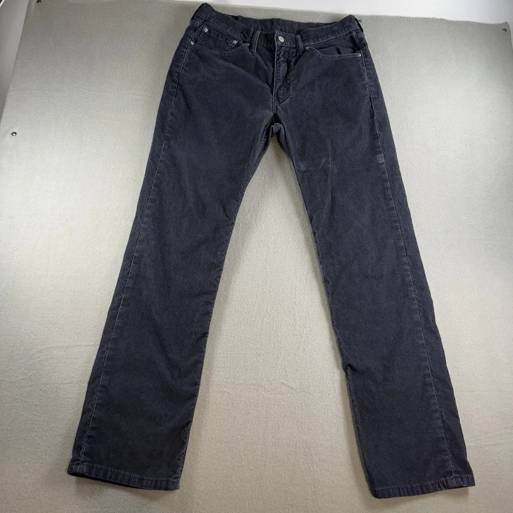 Levis 514 Jeans Corduroy Pants Men 33x32 Black Straight Leg Casual Winter Preppy